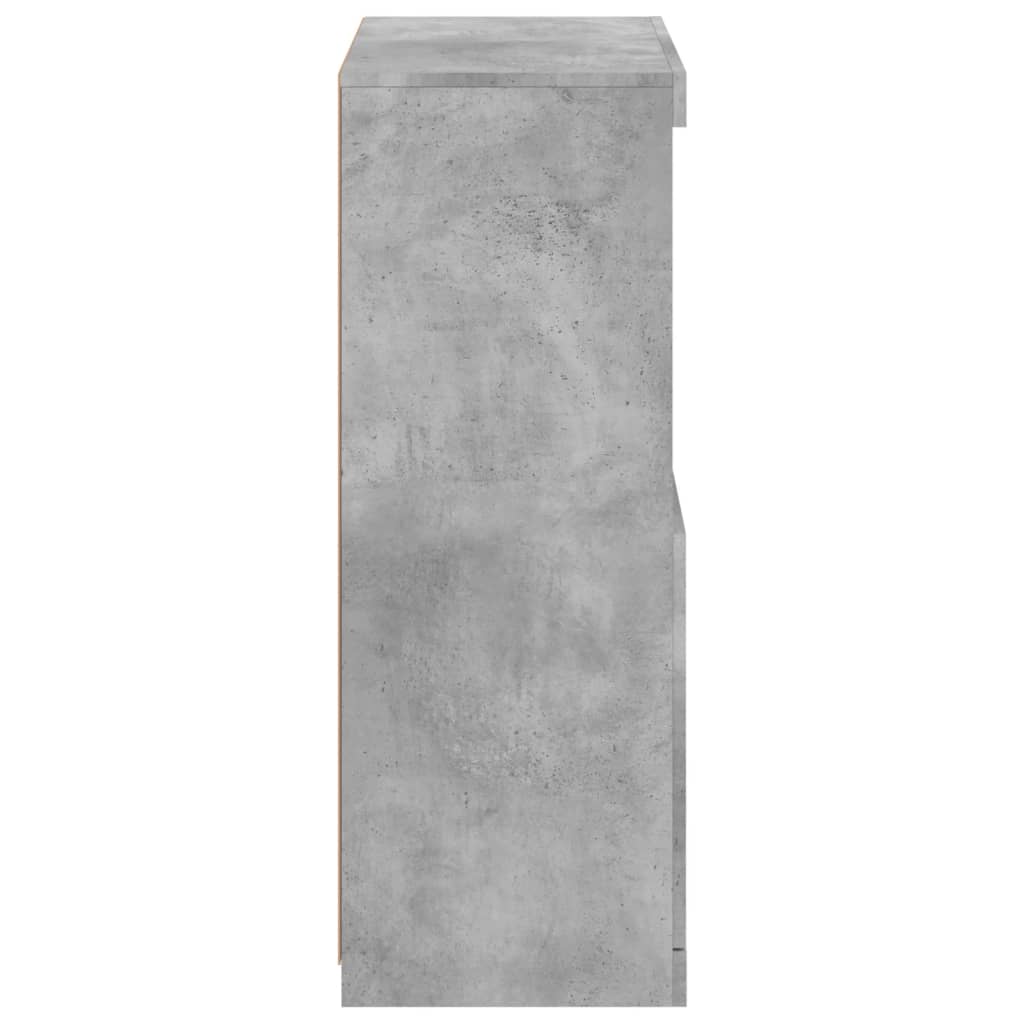 HKH Aparador Alto em derivados de Madeira, Vidro com Luzes Led 60,5 X 37 X 100 Cm - Cinzento-Cimento