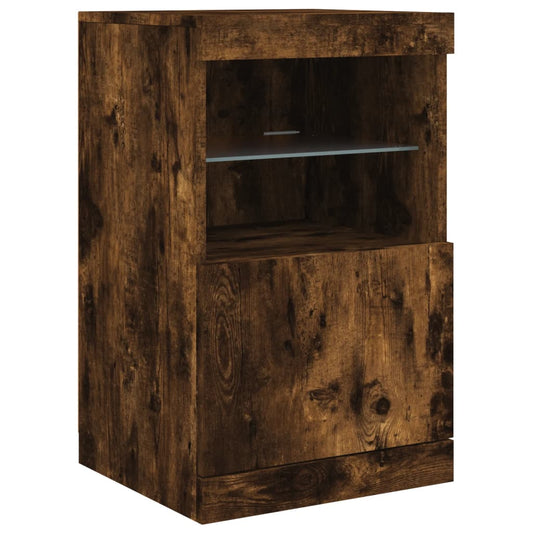 HKH Aparador Moderno em derivados de Madeira, Vidro com Luzes Led 41 X 37 X 67 Cm - Carvalho Fumado