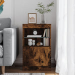 HKH Aparador Moderno em derivados de Madeira, Vidro com Luzes Led 41 X 37 X 67 Cm - Carvalho Fumado