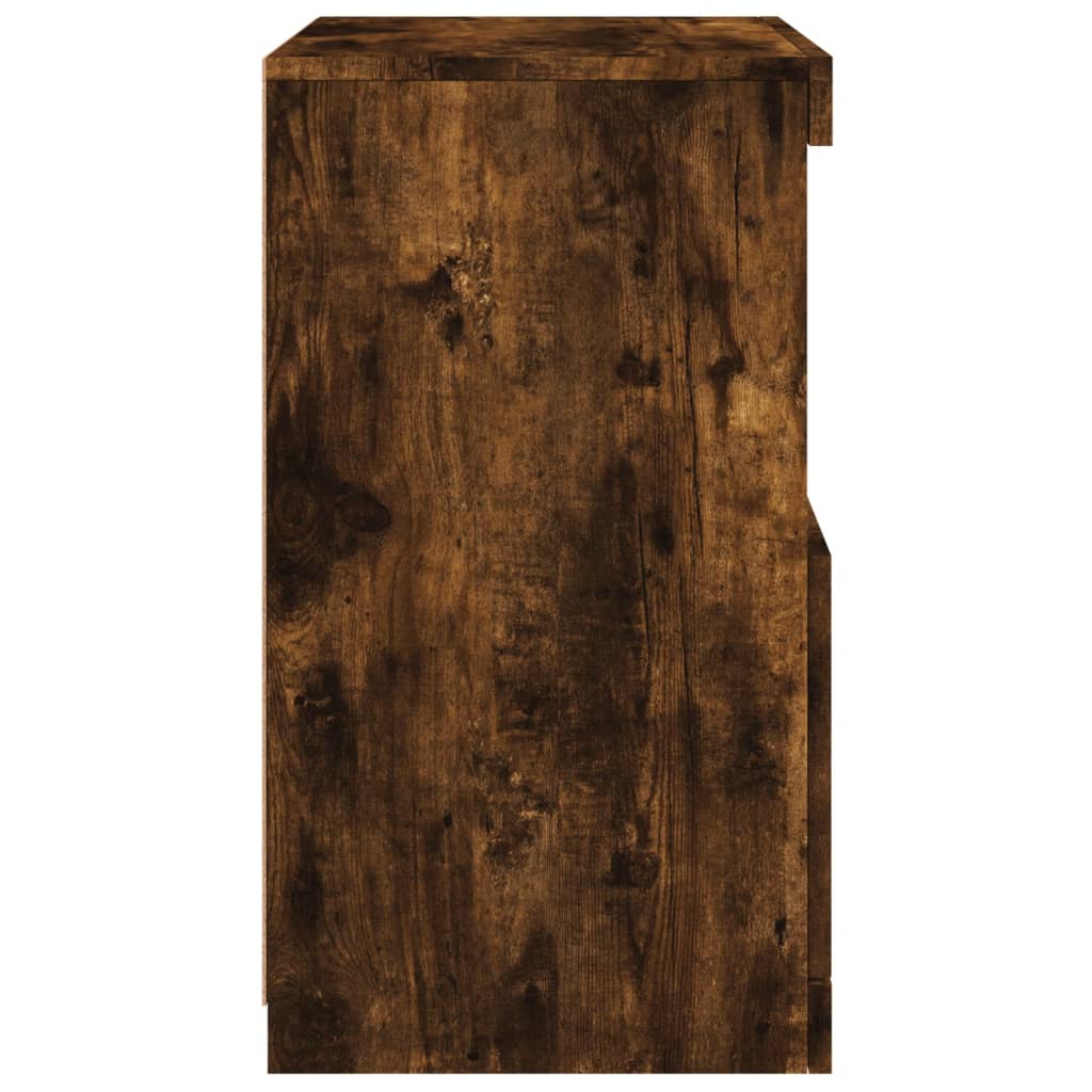 HKH Aparador Moderno em derivados de Madeira, Vidro com Luzes Led 41 X 37 X 67 Cm - Carvalho Fumado