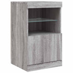 HKH Aparador Moderno em derivados de Madeira, Vidro com Luzes Led 41 X 37 X 67 Cm - Cinzento Sonoma