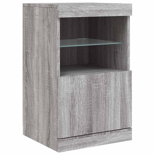 HKH Aparador Moderno em derivados de Madeira, Vidro com Luzes Led 41 X 37 X 67 Cm - Cinzento Sonoma