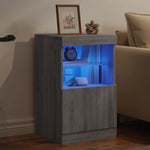 HKH Aparador Moderno em derivados de Madeira, Vidro com Luzes Led 41 X 37 X 67 Cm - Cinzento Sonoma