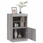 HKH Aparador Moderno em derivados de Madeira, Vidro com Luzes Led 41 X 37 X 67 Cm - Cinzento Sonoma