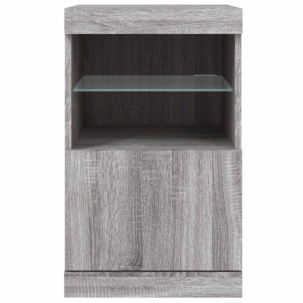 HKH Aparador Moderno em derivados de Madeira, Vidro com Luzes Led 41 X 37 X 67 Cm - Cinzento Sonoma