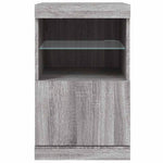 HKH Aparador Moderno em derivados de Madeira, Vidro com Luzes Led 41 X 37 X 67 Cm - Cinzento Sonoma