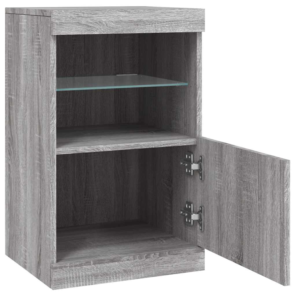 HKH Aparador Moderno em derivados de Madeira, Vidro com Luzes Led 41 X 37 X 67 Cm - Cinzento Sonoma