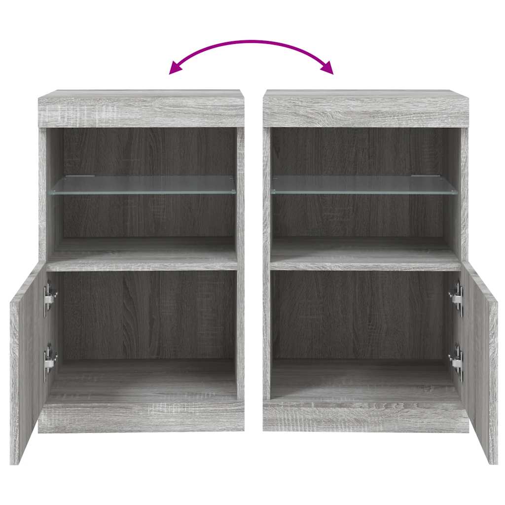HKH Aparador Moderno em derivados de Madeira, Vidro com Luzes Led 41 X 37 X 67 Cm - Cinzento Sonoma
