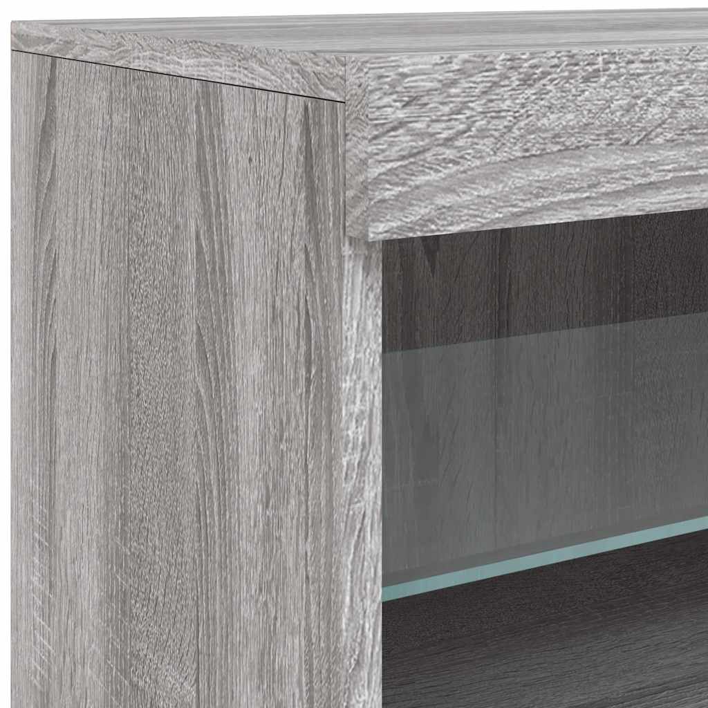 HKH Aparador Moderno em derivados de Madeira, Vidro com Luzes Led 41 X 37 X 67 Cm - Cinzento Sonoma
