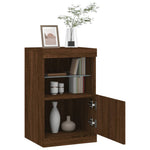 Aparador Moderno HKH de derivados de Madera, Vidrio con Luces Led 41 X 37 X 67 Cm - Roble Marrón