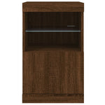 Aparador Moderno HKH de derivados de Madera, Vidrio con Luces Led 41 X 37 X 67 Cm - Roble Marrón