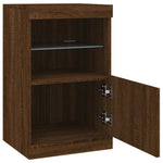 Aparador Moderno HKH de derivados de Madera, Vidrio con Luces Led 41 X 37 X 67 Cm - Roble Marrón