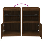 Aparador Moderno HKH de derivados de Madera, Vidrio con Luces Led 41 X 37 X 67 Cm - Roble Marrón