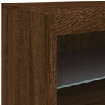 Aparador Moderno HKH de derivados de Madera, Vidrio con Luces Led 41 X 37 X 67 Cm - Roble Marrón