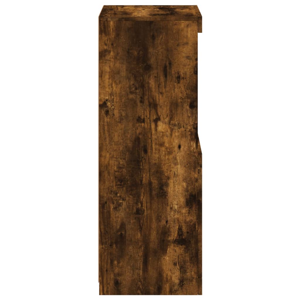 HKH Aparador Alto en derivados de Madera, Vidrio con Luces Led 41 X 37 X 100 Cm - Roble Ahumado