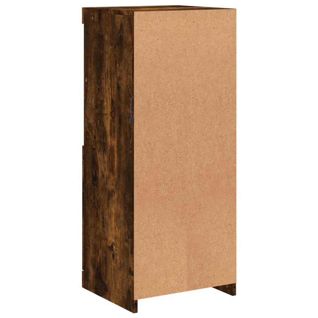 HKH Aparador Alto en derivados de Madera, Vidrio con Luces Led 41 X 37 X 100 Cm - Roble Ahumado