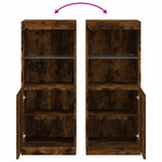 HKH Aparador Alto en derivados de Madera, Vidrio con Luces Led 41 X 37 X 100 Cm - Roble Ahumado
