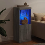 HKH Aparador Alto em derivados de Madeira, Vidro com Luzes Led 41 X 37 X 100 Cm - Cinzento Sonoma