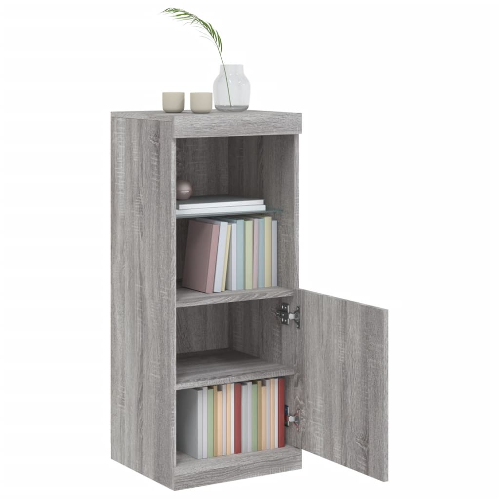 HKH Aparador Alto em derivados de Madeira, Vidro com Luzes Led 41 X 37 X 100 Cm - Cinzento Sonoma