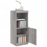 HKH Aparador Alto em derivados de Madeira, Vidro com Luzes Led 41 X 37 X 100 Cm - Cinzento Sonoma