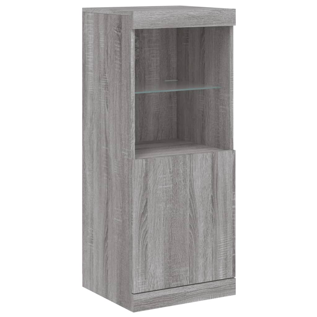 HKH Aparador Alto em derivados de Madeira, Vidro com Luzes Led 41 X 37 X 100 Cm - Cinzento Sonoma