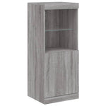 HKH Aparador Alto em derivados de Madeira, Vidro com Luzes Led 41 X 37 X 100 Cm - Cinzento Sonoma