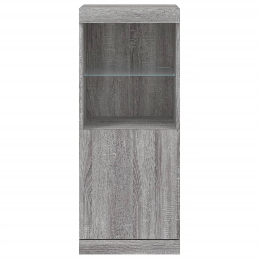 HKH Aparador Alto em derivados de Madeira, Vidro com Luzes Led 41 X 37 X 100 Cm - Cinzento Sonoma