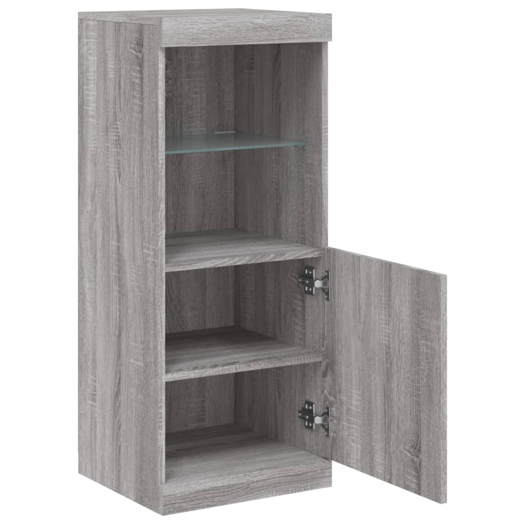 HKH Aparador Alto em derivados de Madeira, Vidro com Luzes Led 41 X 37 X 100 Cm - Cinzento Sonoma