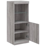 HKH Aparador Alto em derivados de Madeira, Vidro com Luzes Led 41 X 37 X 100 Cm - Cinzento Sonoma