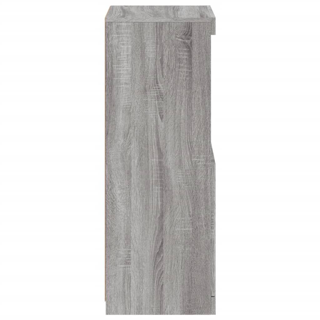 HKH Aparador Alto em derivados de Madeira, Vidro com Luzes Led 41 X 37 X 100 Cm - Cinzento Sonoma