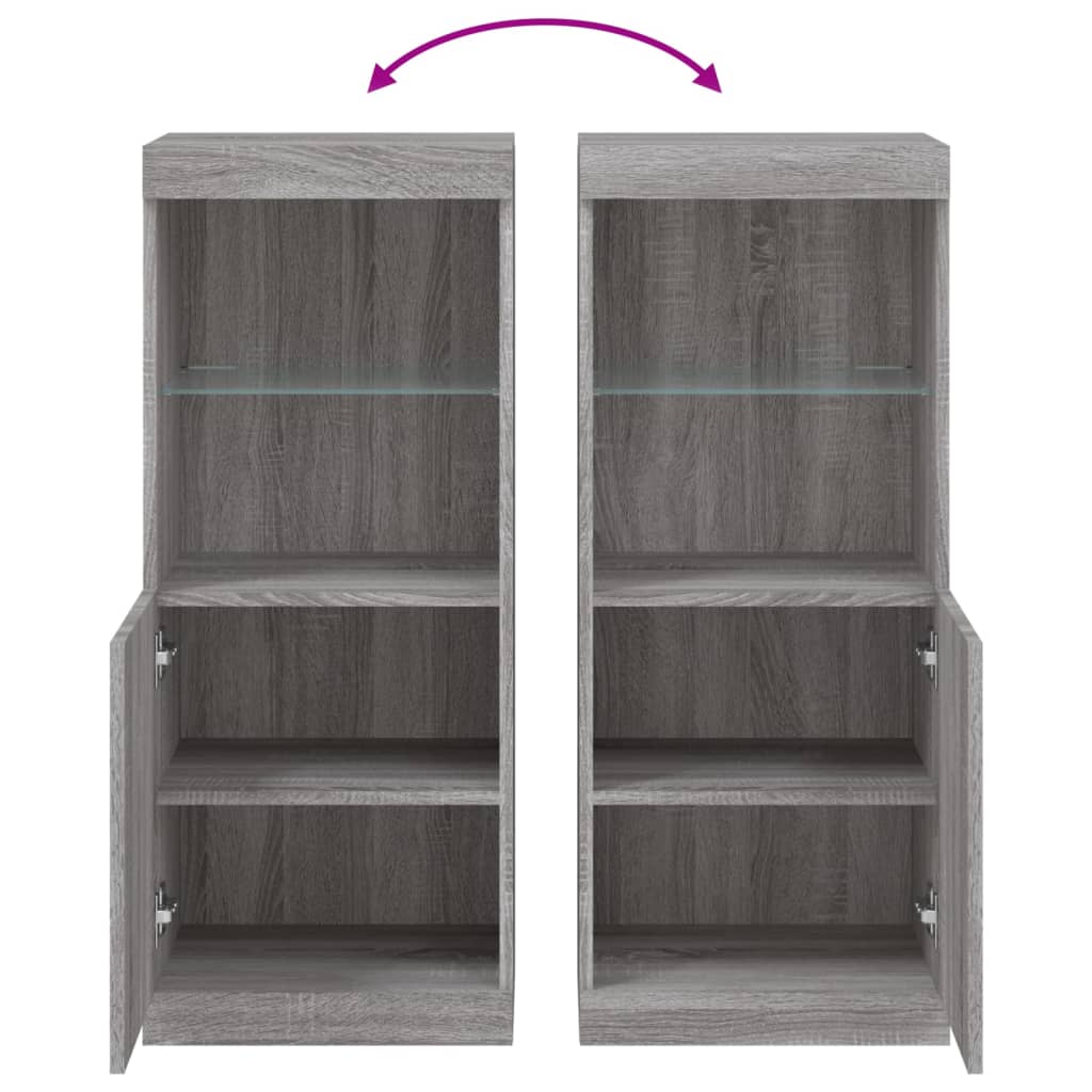 HKH Aparador Alto em derivados de Madeira, Vidro com Luzes Led 41 X 37 X 100 Cm - Cinzento Sonoma