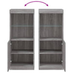 HKH Aparador Alto em derivados de Madeira, Vidro com Luzes Led 41 X 37 X 100 Cm - Cinzento Sonoma