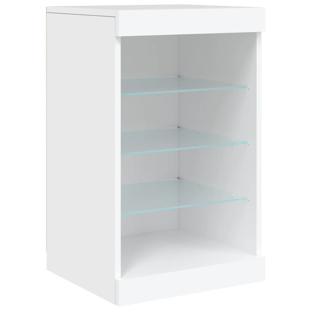 HKH Aparador Moderno en derivados de Madera, Vidrio con Luces Led 41 X 37 X 67 Cm - Blanco