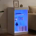 HKH Aparador Moderno em derivados de Madeira, Vidro com Luzes Led 41 X 37 X 67 Cm - Branco