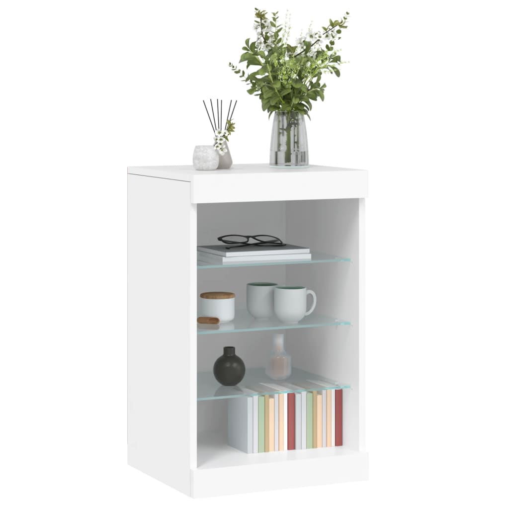 HKH Aparador Moderno em derivados de Madeira, Vidro com Luzes Led 41 X 37 X 67 Cm - Branco