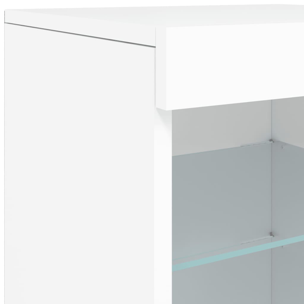 HKH Aparador Moderno em derivados de Madeira, Vidro com Luzes Led 41 X 37 X 67 Cm - Branco