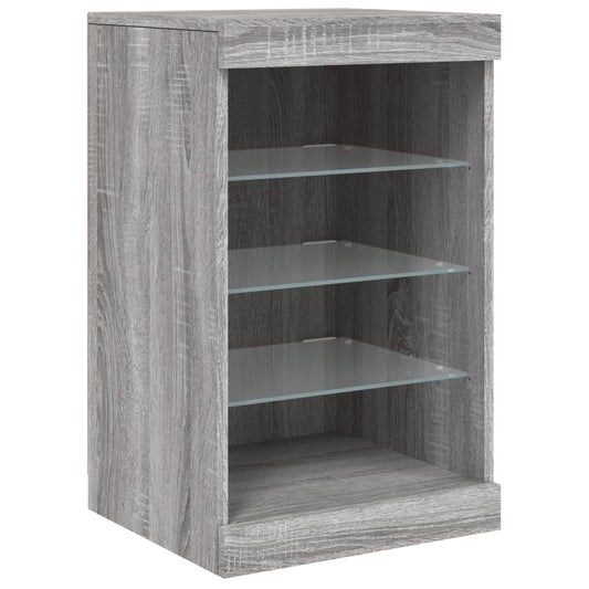 HKH Aparador Moderno em derivados de Madeira, Vidro com Luzes Led 41 X 37 X 67 Cm - Cinzento Sonoma