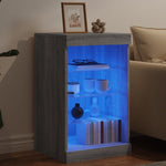 HKH Aparador Moderno de Derivados de Madera, Vidrio con Luces Led 41 X 37 X 67 Cm - Gris Sonoma