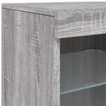 HKH Aparador Moderno de Derivados de Madera, Vidrio con Luces Led 41 X 37 X 67 Cm - Gris Sonoma