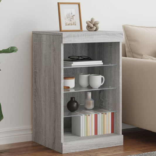 HKH Aparador Moderno em derivados de Madeira, Vidro com Luzes Led 41 X 37 X 67 Cm - Cinzento Sonoma