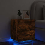 HKH Mesa Cabeceira com Luzes Led em Derivados de Madeira Fumado em Carvalho
