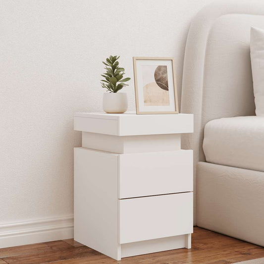 HKH Mesa de Cabeceira com Luzes Led - Branco