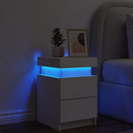 HKH Mesa de Cabeceira com Luzes Led - Branco