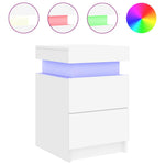 HKH Conjunto de 2 Mesas de Cabeceira com Luz Led - Branco