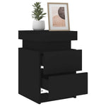 HKH Conjunto de 2 Mesas de Cabeceira com Luz Led - Preto