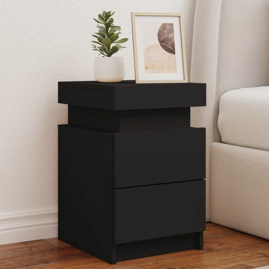 HKH Conjunto de 2 Mesas de Cabeceira com Luz Led - Preto