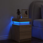 HKH Mesa de Cabeceira com Luzes Led Sonoma em Carvalho