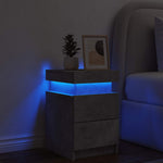 HKH Mesa de Cabeceira com Luzes Led - Cinza Cimento