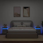HKH Conjunto de 2 Mesas de Cabeceira com Luzes Led - Cinza Cimento