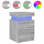 HKH Conjunto de 2 Mesas de Cabeceira com Luzes Led Cinza Sonoma